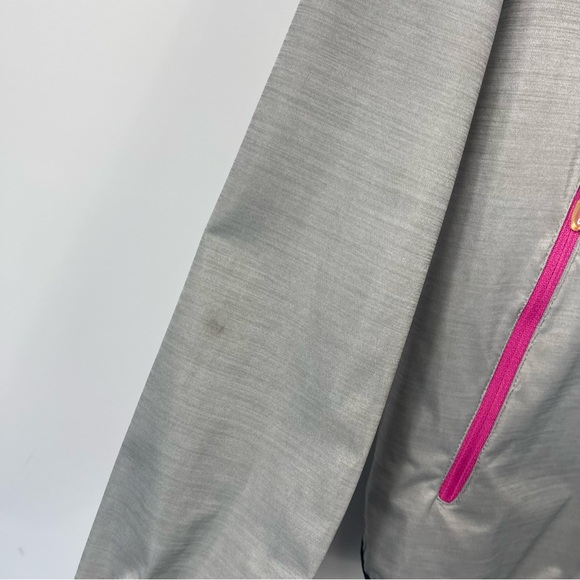 Asics Run Light Jacket Gray Heather Pink Trim Mesh Windbreaker Shell WT0851CW L - Picture 16 of 16